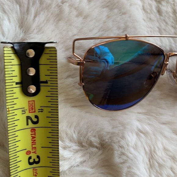 NWT EXPRESS Brow Bar Aviator Blue Rose Gold Sunglasses - Picture 6 of 6